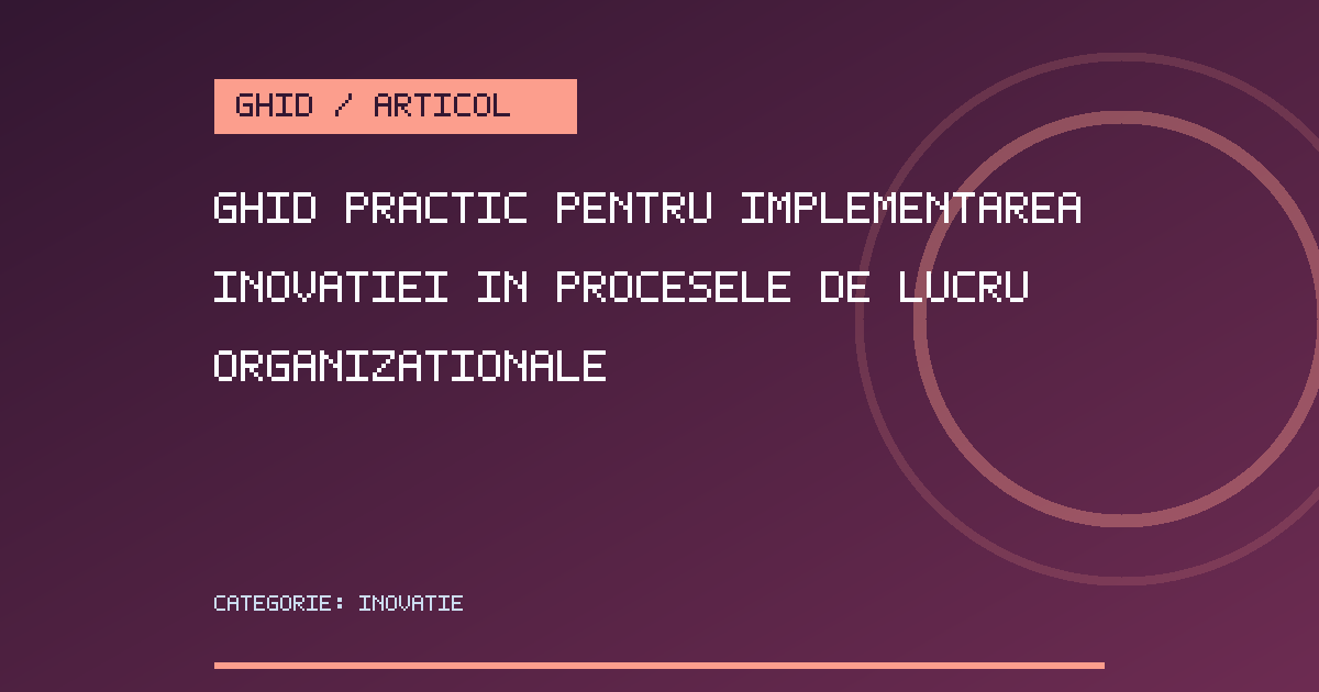 Copertă grafică pentru Ghid practic pentru implementarea inovației în procesele de lucru organizaționale